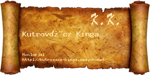 Kutrovácz Kinga névjegykártya